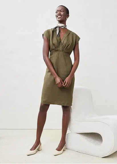 Bonprix Elegantes Etuikleid Aus Reinem Leinen - Grün - Damen