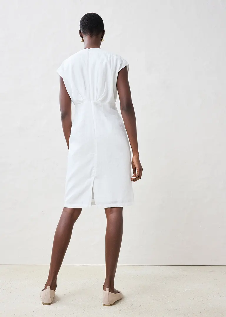 Bonprix Elegantes Etuikleid Aus Reinem Leinen - Weiß - Damen