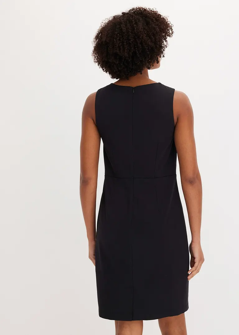 Bonprix Elegantes Etuikleid Mit Wickelrock - Schwarz - Damen