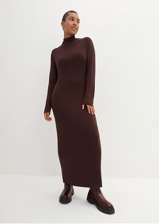 Bonprix Elegantes Feinstrickkleid In Figurgünstiger Länge - Braun - Damen