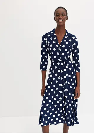 Bonprix Elegantes Hemdblusenkleid Mit Bindeband - Blau - Damen