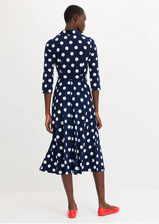 Bonprix Elegantes Hemdblusenkleid Mit Bindeband - Blau - Damen