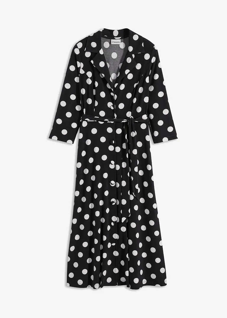 Bonprix Elegantes Hemdblusenkleid Mit Bindeband - Schwarz