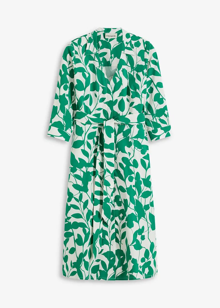 bonprix elegantes Hemdblusenkleid mit floralem Druck - weiß