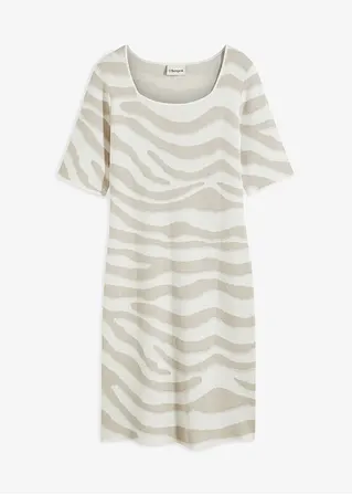 bonprix elegantes Jacquard Strickkleid mit Zebra-Design - weiß