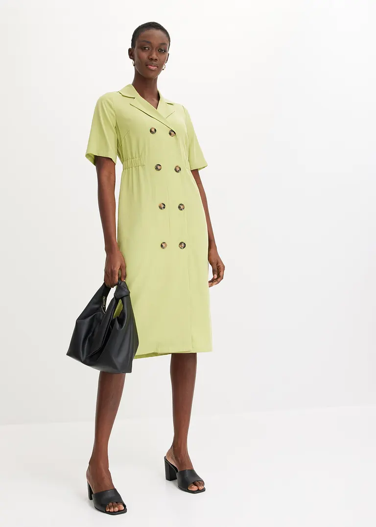 Bonprix Elegantes Kleid Aus Lyocell Mit Reverskragen - Grün