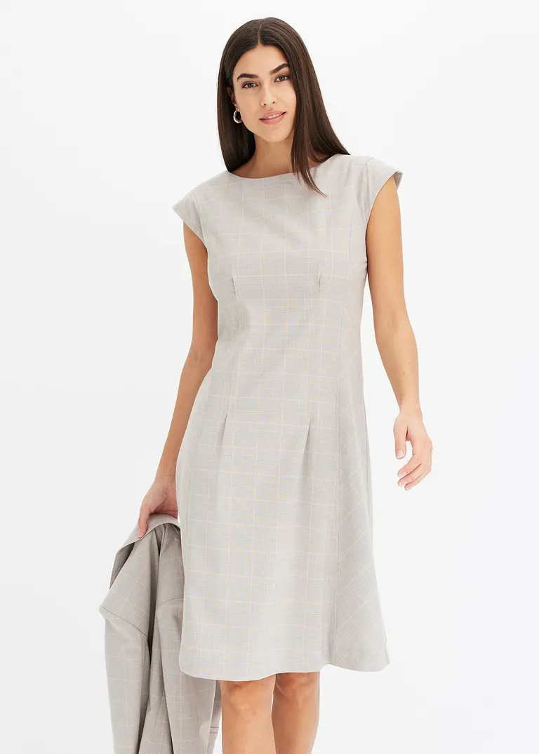 Bonprix Elegantes Kleid Im Glencheck-Design - Grau - Damen