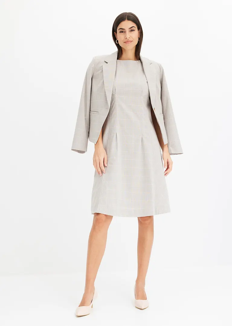Bonprix Elegantes Kleid Im Glencheck-Design - Grau - Damen