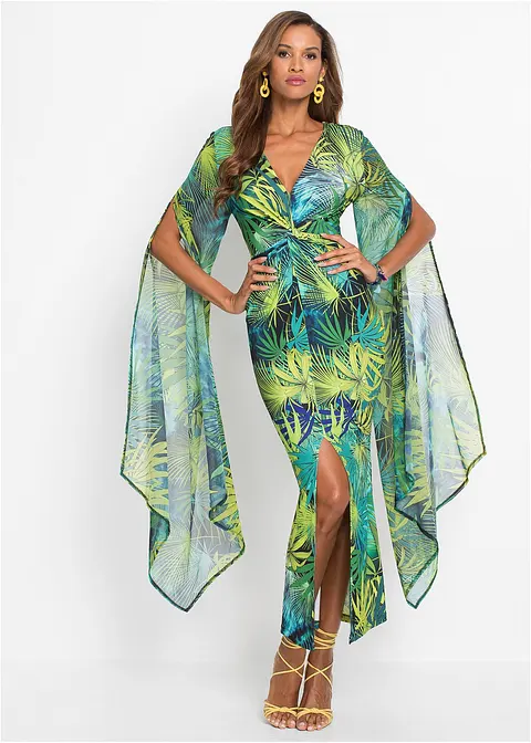 Bonprix Elegantes Kleid Mit Chiffon Und Toller Passform - Grün