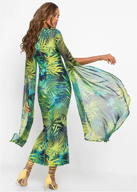 Bonprix Elegantes Kleid Mit Chiffon Und Toller Passform - Grün