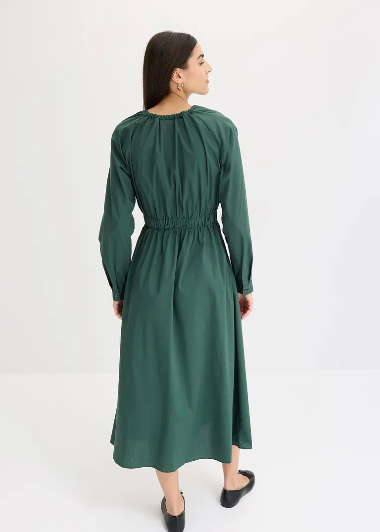 Bonprix Elegantes Maxikleid Aus Popeline - Grün - Damen