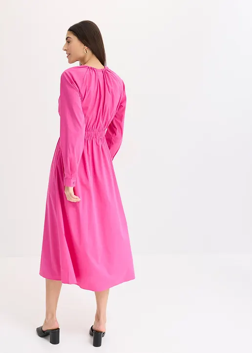 Bonprix Elegantes Maxikleid Aus Popeline - Pink - Damen