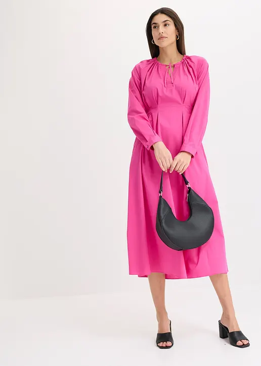 Bonprix Elegantes Maxikleid Aus Popeline - Pink - Damen
