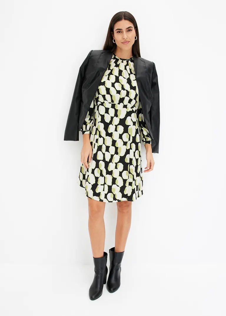 Bonprix Elegantes Minikleid Aus Leichtem Crepe - Schwarz