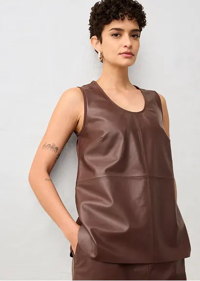 Bonprix Elegantes Premium Tanktop Vorderseite Aus Lammnappa-Leder