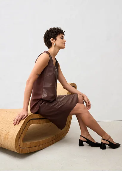 Bonprix Elegantes Premium Tanktop Vorderseite Aus Lammnappa-Leder