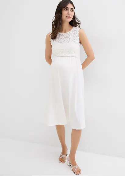 Bonprix Elegantes Schwangerschaftskleid Für Festliche Anlässe - Weiß