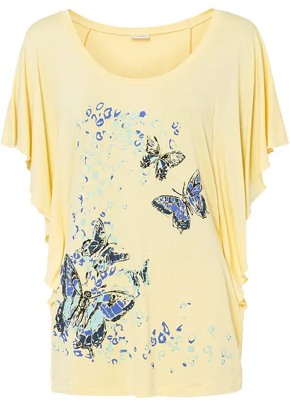 bonprix Elegantes Shirt mit Fledermausärmeln und Rundhalsausschnitt