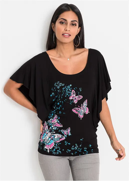 Bonprix Elegantes Shirt Mit Fledermausärmeln Und Rundhalsausschnitt