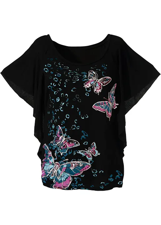 bonprix Elegantes Shirt mit Fledermausärmeln und Rundhalsausschnitt