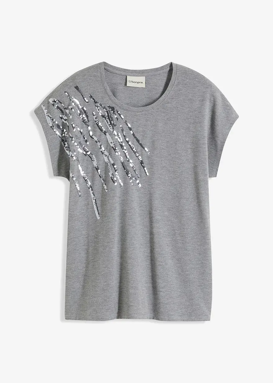 bonprix elegantes Shirt mit glänzenden Pailetten - grau - Damen