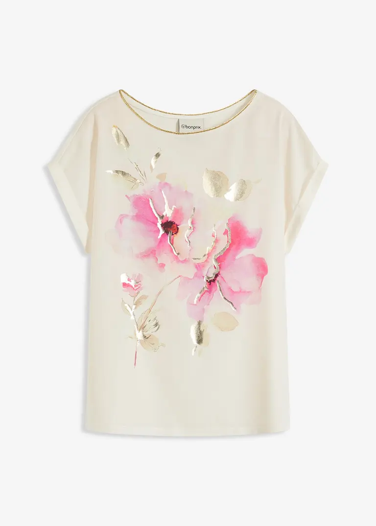 bonprix elegantes Shirt mit Satineinsatz - weiß - Damen