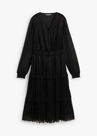 bonprix elegantes Shirtkleid mit Lurex - schwarz - Damen