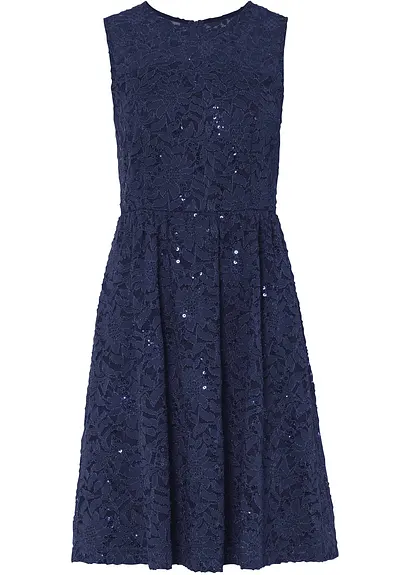 bonprix Elegantes Spitzenkleid mit bestickten Pailletten und ausgestelltem Rock