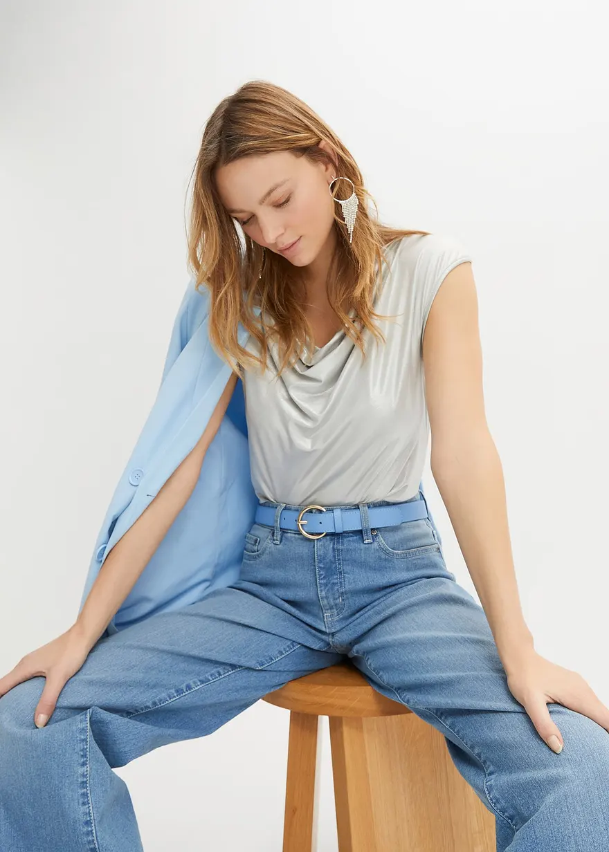 Bonprix Elegantes Top Aus Jersey Mit Femininem Wasserfallausschnitt