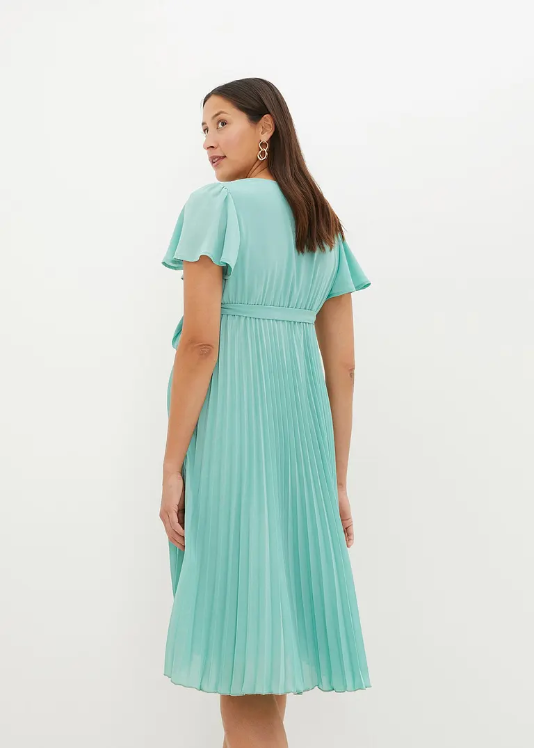 Bonprix Elegantes Umstandskleid Mit Plissiertem Rock - Grün
