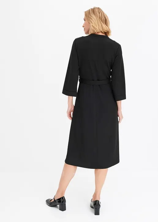 Bonprix Elegantes Und Bequemes Jersey-Hemdblusenkleid - Schwarz