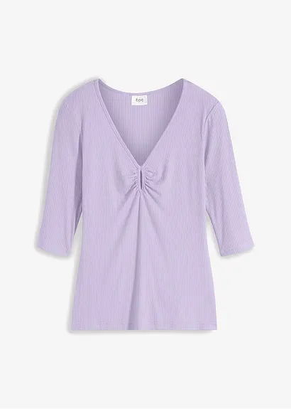 bonprix Eng anliegendes Shirt mit Ausschnitt-Detail halbarm - lila