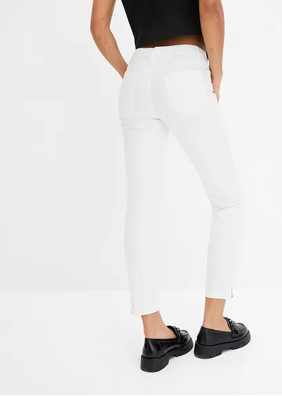 Bonprix Enganliegende Stretchhose Mit Zippern Am Saum - Weiß