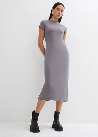 Bonprix Enganliegendes Midikleid Mit Kurzen Ärmeln - Grau