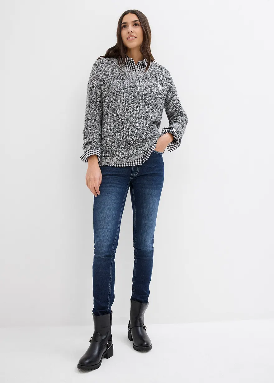 Bonprix Enge Skinny Jeans Mit Stretch - Blau Regular - Damen