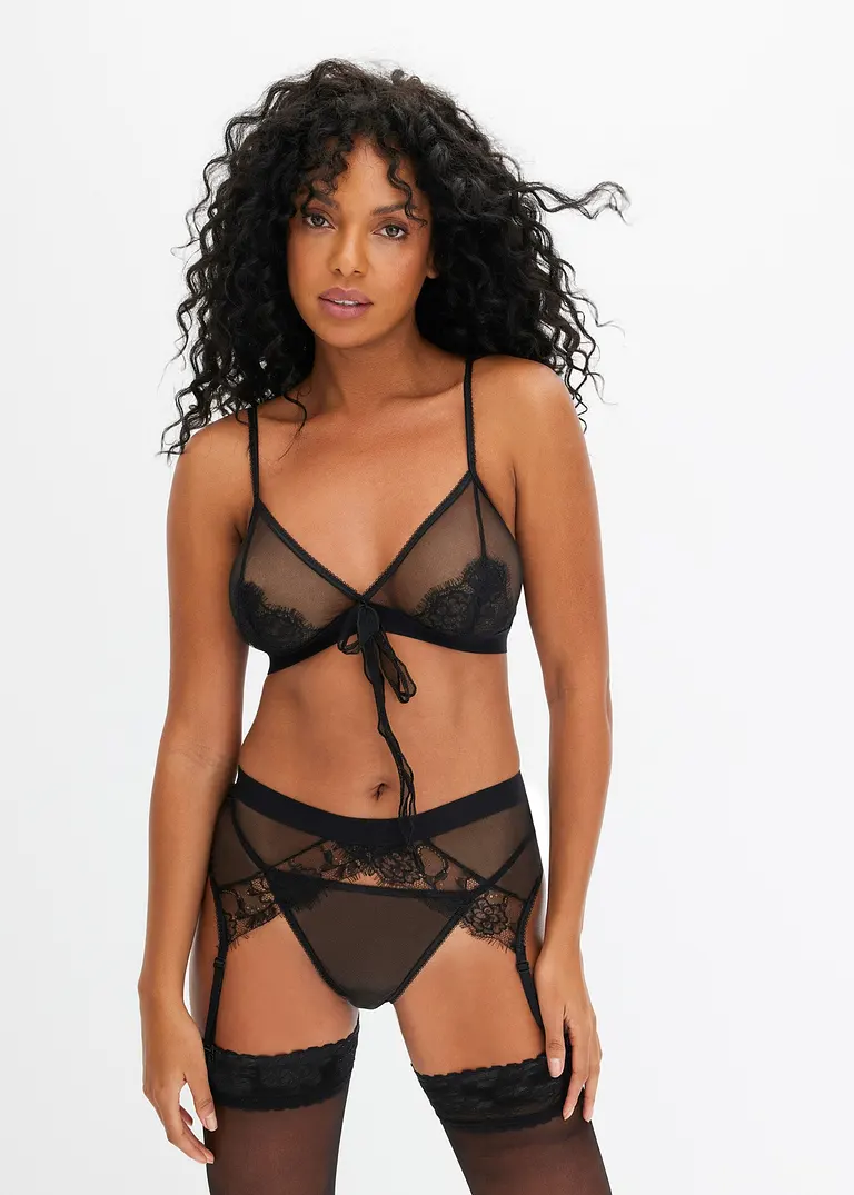 Bonprix Erotisches Set In Sexy Halbtransparenter Optik - Schwarz - Damen