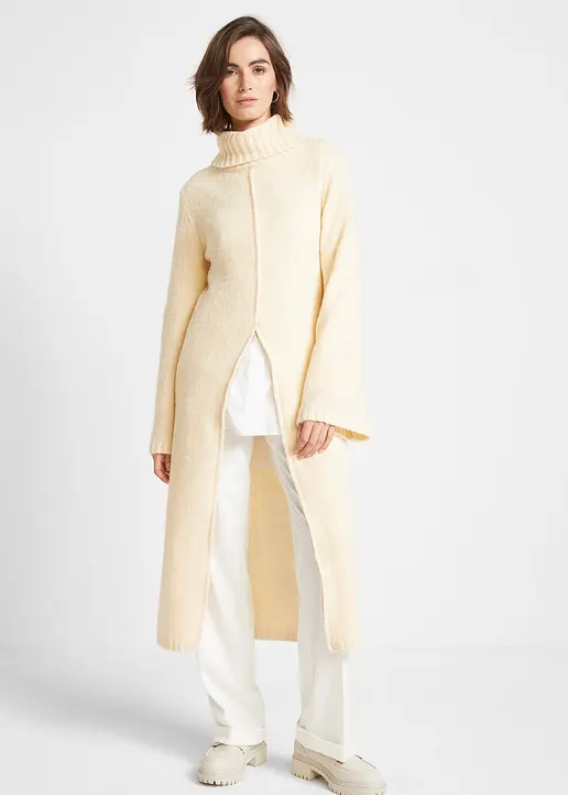 Bonprix Extravaganter Long-Pullover Mit Tragevariante - Beige