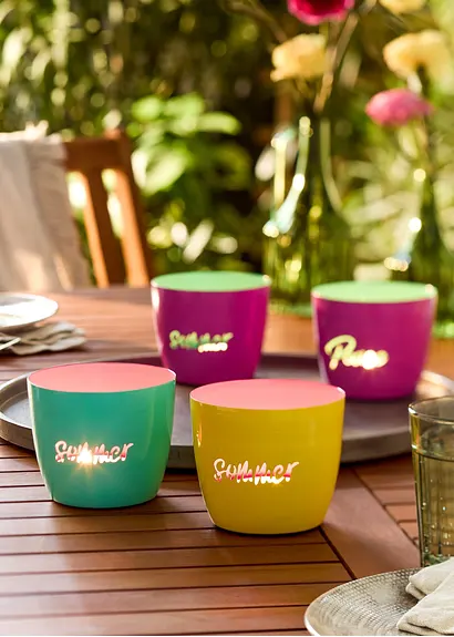 Bonprix Farbenfrohe Windlichter Für Stimmungsvolle Akzente - Pink/türkis