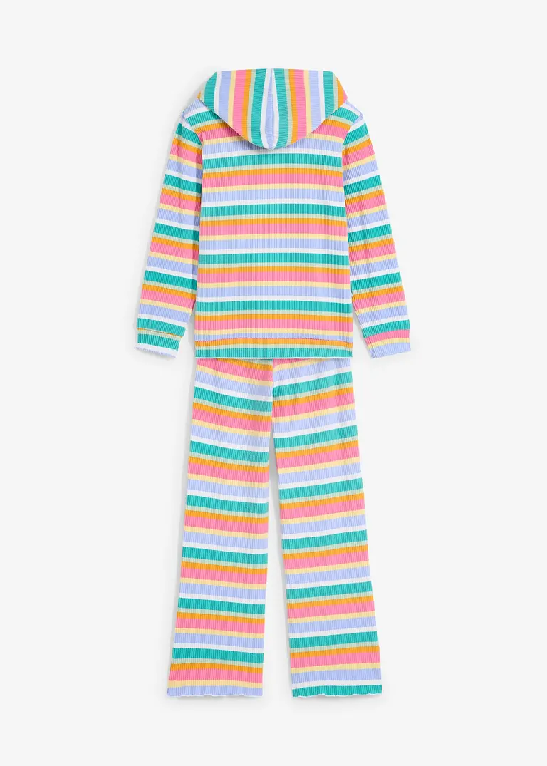 Bonprix Farbenfroher 2-tgl Kinderanzug Mit Kaputze Aus Flauschiger Rippware