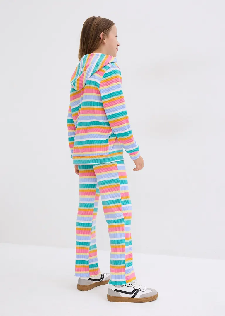 Bonprix Farbenfroher 2-tgl Kinderanzug Mit Kaputze Aus Flauschiger Rippware