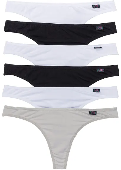 bonprix Farbenfroher String mit frechem Schnitt - schwarz + weiß + grau