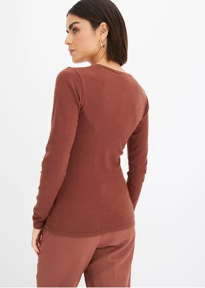 Bonprix Feiner Pullover Mit Cut Outs Am Ausschnitt - Braun