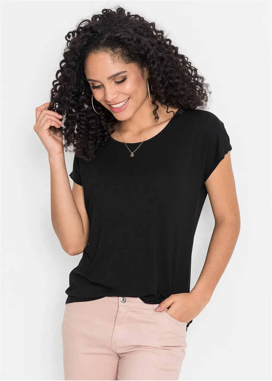 Bonprix Feines Shirt Mit Aufregender Rückenansicht - Schwarz