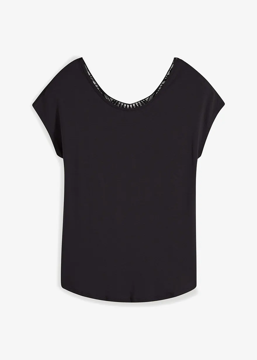 bonprix Feines Shirt mit aufregender Rückenansicht - schwarz
