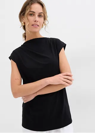 Bonprix Feines Sommershirt Mit Raffungen An Der Schulter - Schwarz