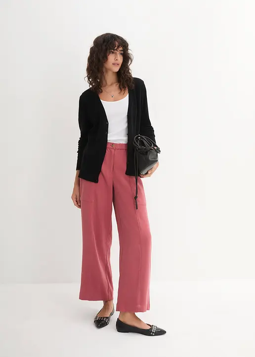 Bonprix Feinstrickjacke Mit Baumwolle - Schwarz - Damen