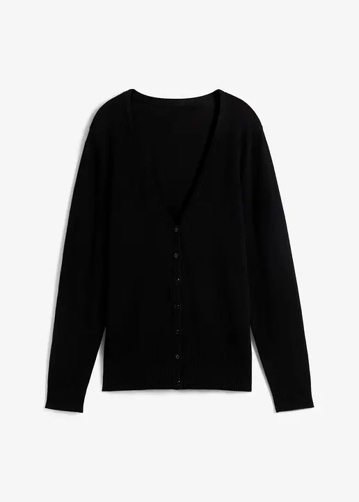 bonprix Feinstrickjacke mit Baumwolle - schwarz - Damen