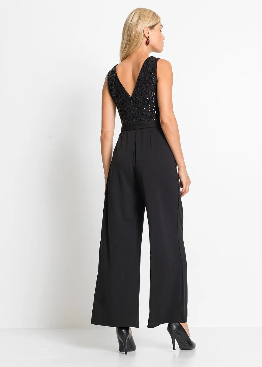 Bonprix Feminin Und Modern: Party-Overall Mit Pailletten Und Netz-Einsatz Am Ausschnitt