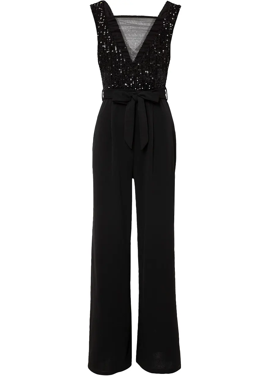 bonprix Feminin und Modern: Party-Overall mit Pailletten und Netz-Einsatz am Ausschnitt