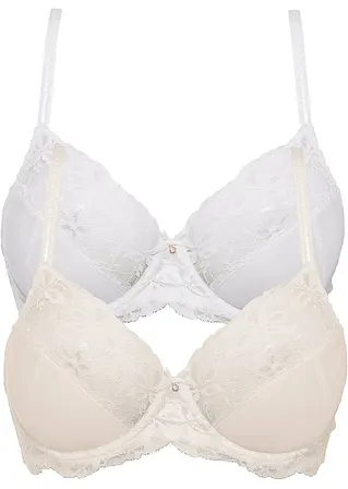 bonprix Feminine BHs mit Spitze - weiß + champagner Cup C
